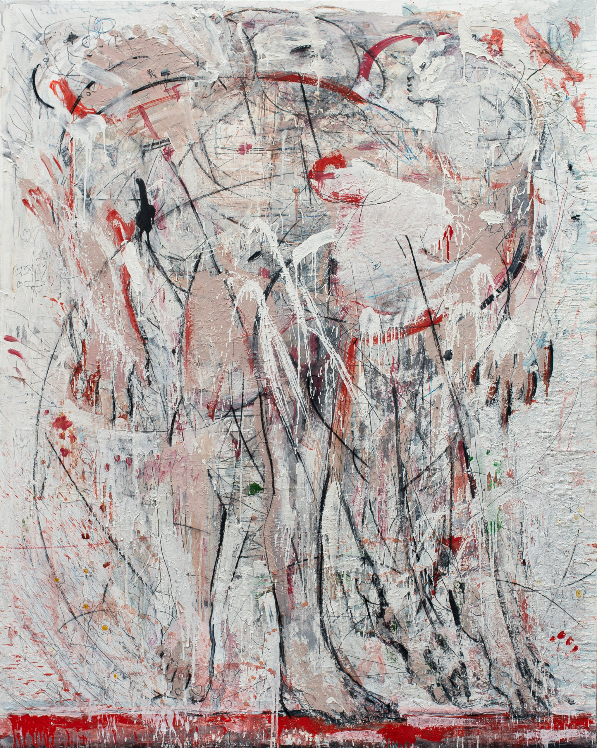 Acis and Galatea, 2022, oil,pencil,charcoal, plaster on canvas 210x165 cm