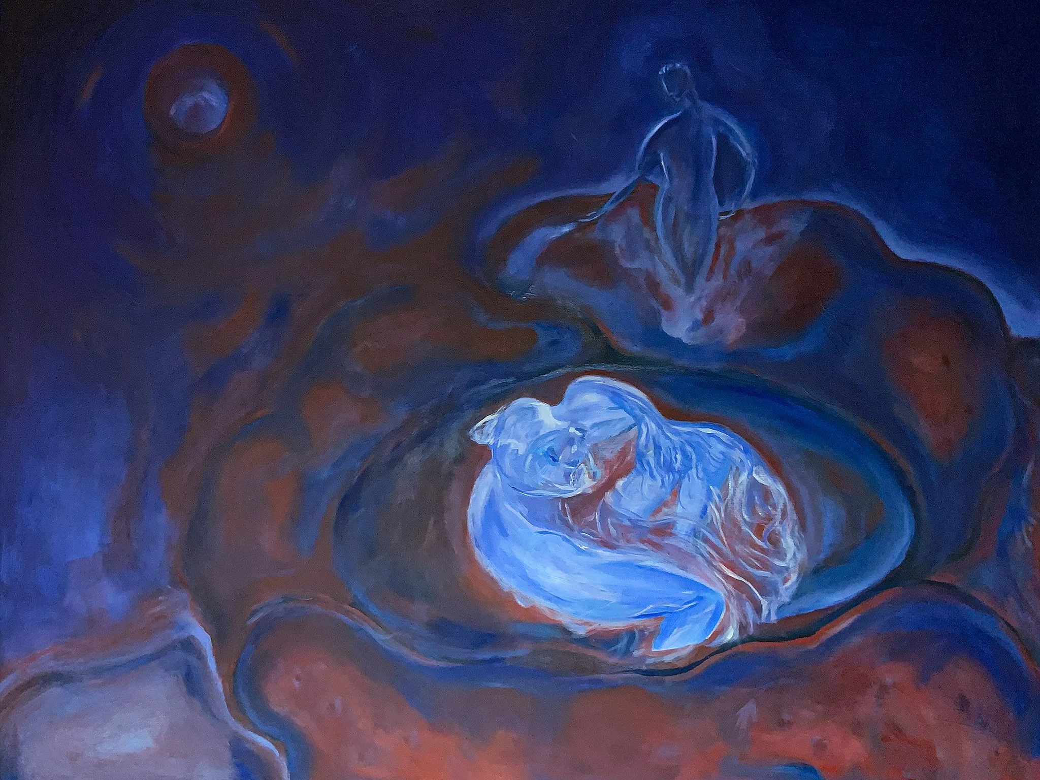 Hidden in the warmth of Rafflesia, 2020, olio su tela, 122 x 153 cm