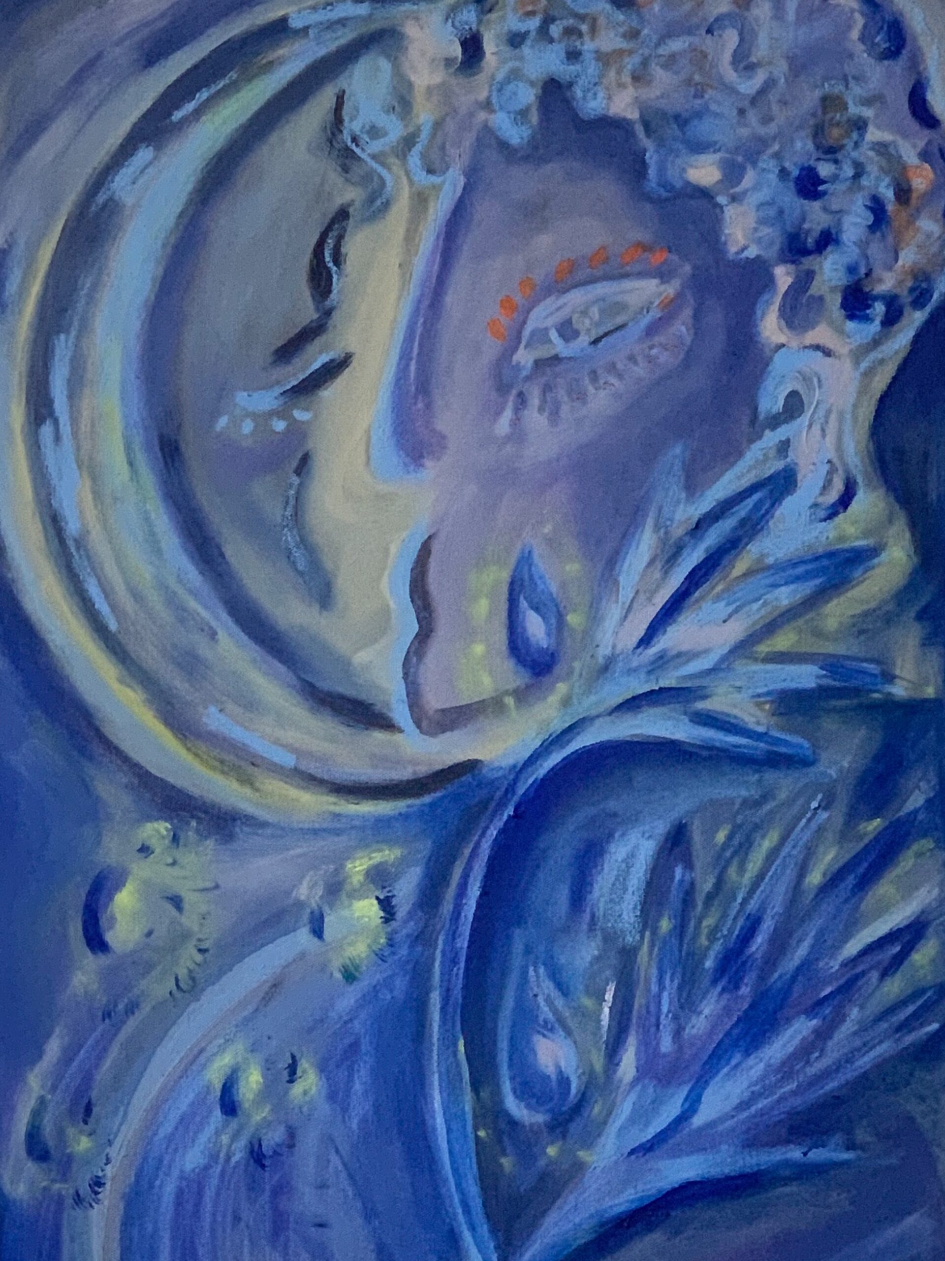 In Contemplation the moon, 2019, olio su tela, 56 x 92 cm