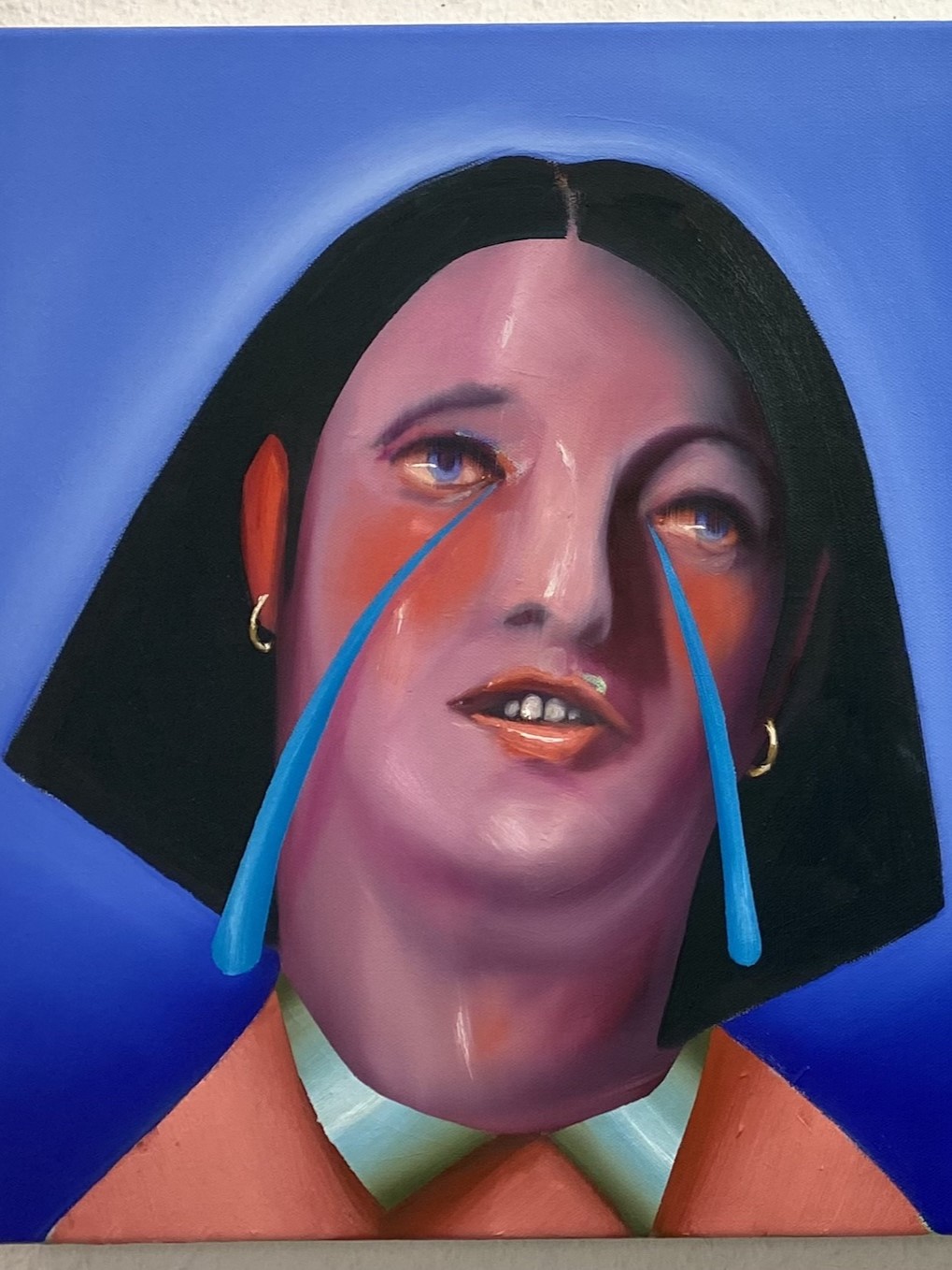 Ivana De Vivanco, Heavy Tears, 2021, acrilico e olio su tela, 45x40 cm